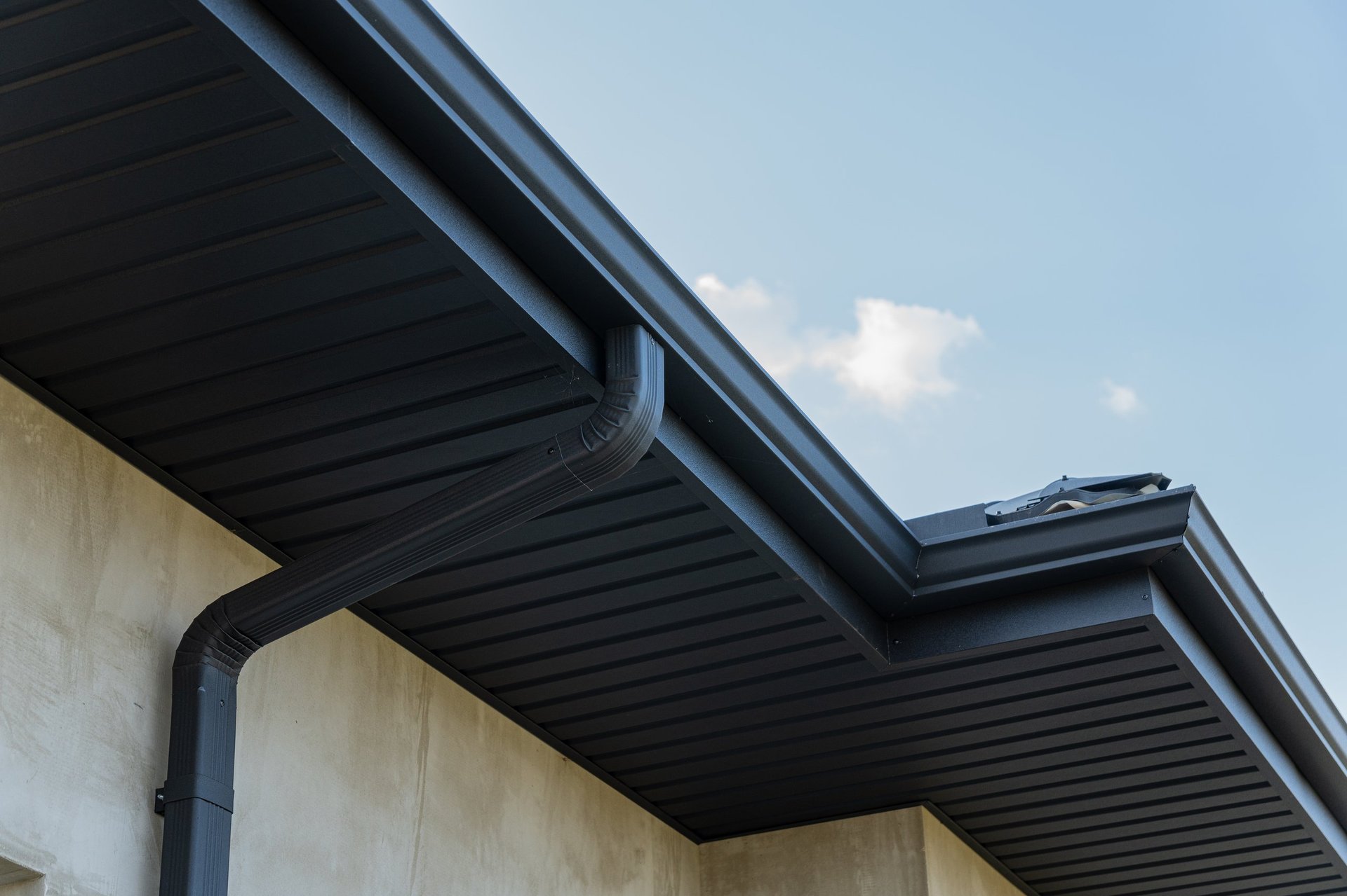 Contemporary home with sleek gutters